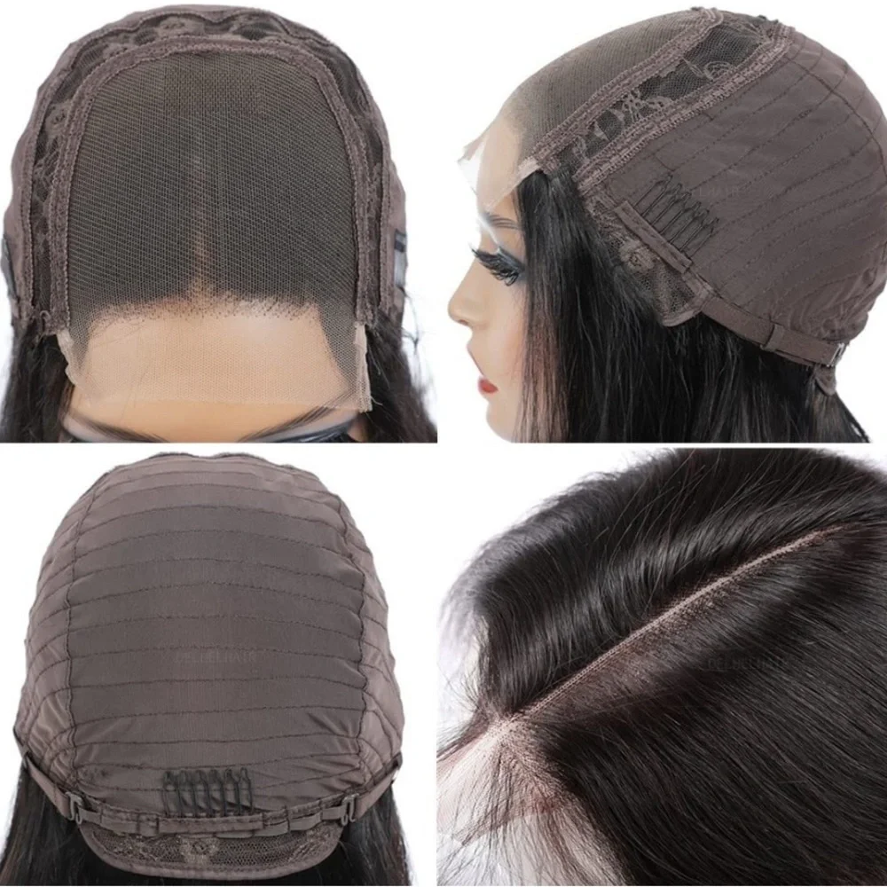 20”‎ Natural Black Water Wave Human Hair 4x4 Lace Closure Wig 150% #QB3